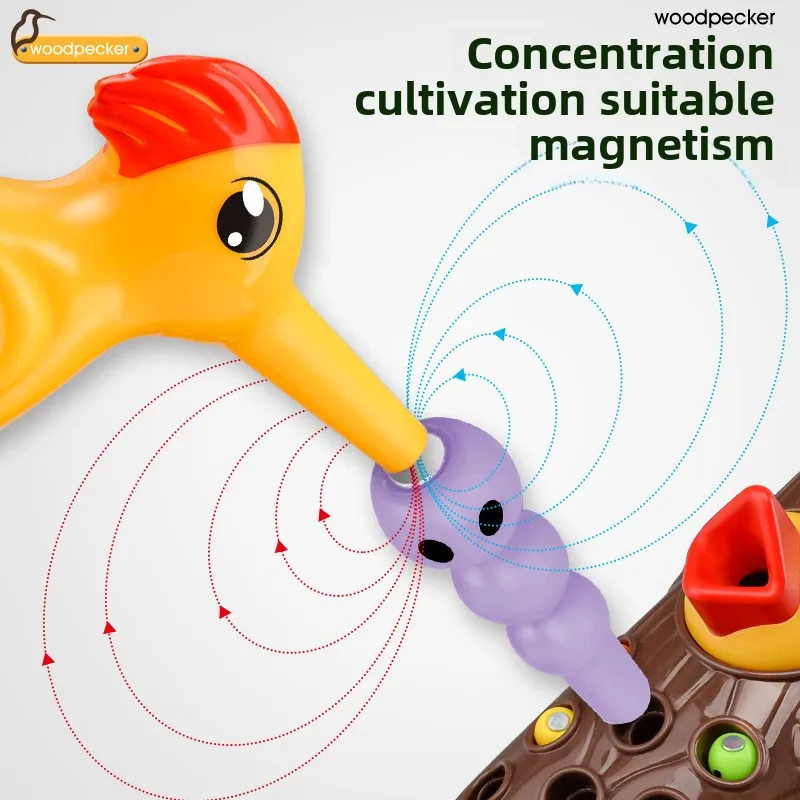 Picchio Giocattoli Pesca Cattura insetti Piccolo gioco Bird Cattura insetti Puzzle magnetico Giocattoli per esercizi di allenamento per la prima educazione