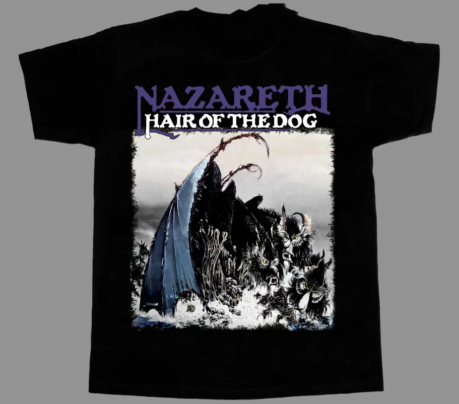 Vtg NAZARETH HAIR OF THE DOG Heavy Cotton Black Full Size Unisex Shirt