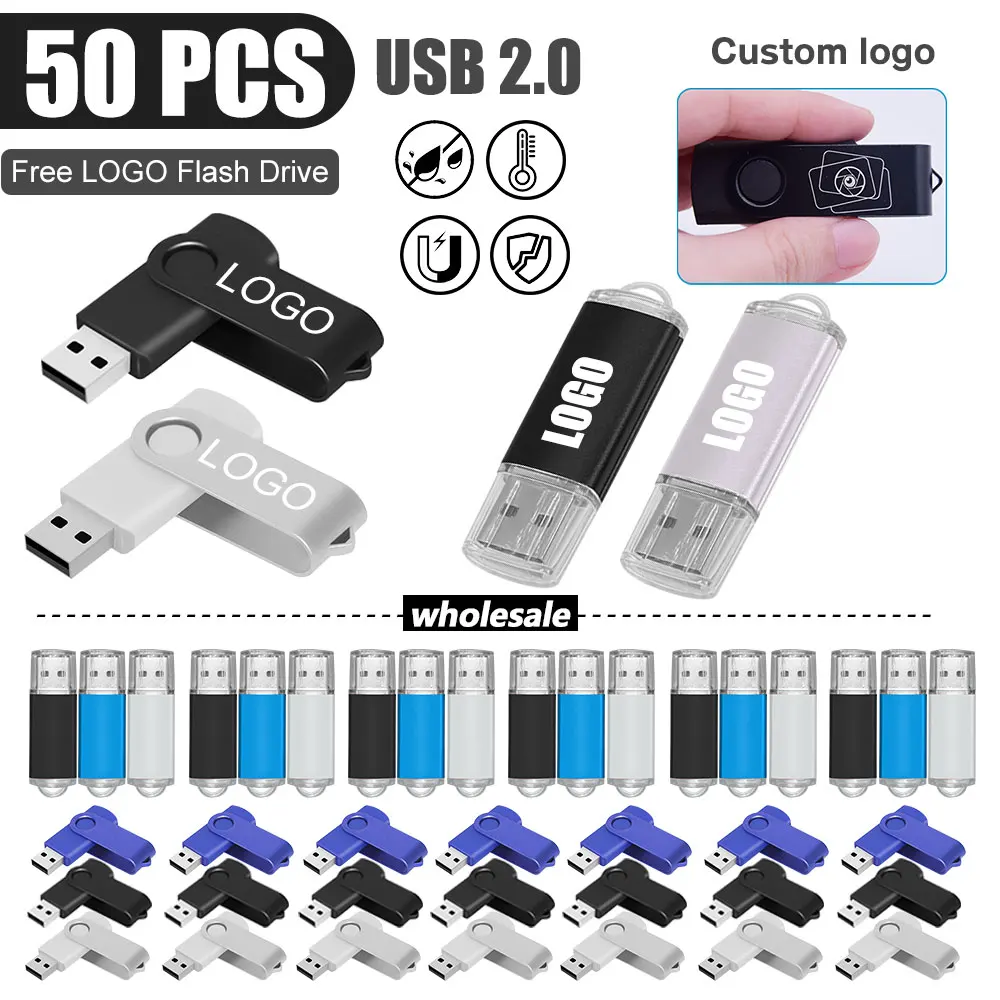 

50pcs/lot Waterproof metal USB2.0 Flash Drive 128GB 64GB 32GB 16GB 8GB 4GB Pen Drive Flash Flash Drive memory stick custom logo