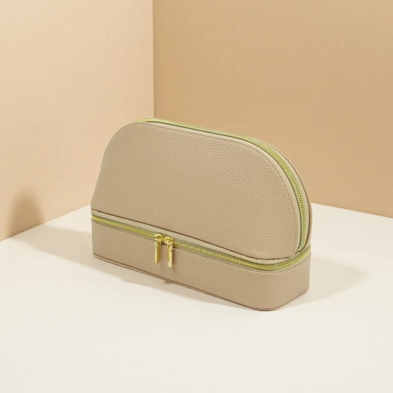 PU Leather Jewelry Bag Portable Travel Double Layer Jewellery Bags Flannel Bracelet Earrings Storage Pouch Large Capacity Bag