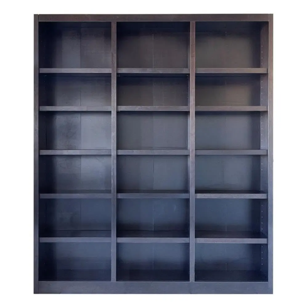 

HILL 84 Tall Triple Wide Wood Bookcase, Chocolate Espresso Finish, 18 Shelves, Solid Wood Veneer, Adjustable Storage, Durable D