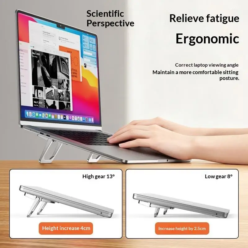 【C】2Pcs Mini Foldable Laptop Stand Portable Keyboard Riser With 2 Adjustable Angles Self-Adhesive Invisible Notebook Stand