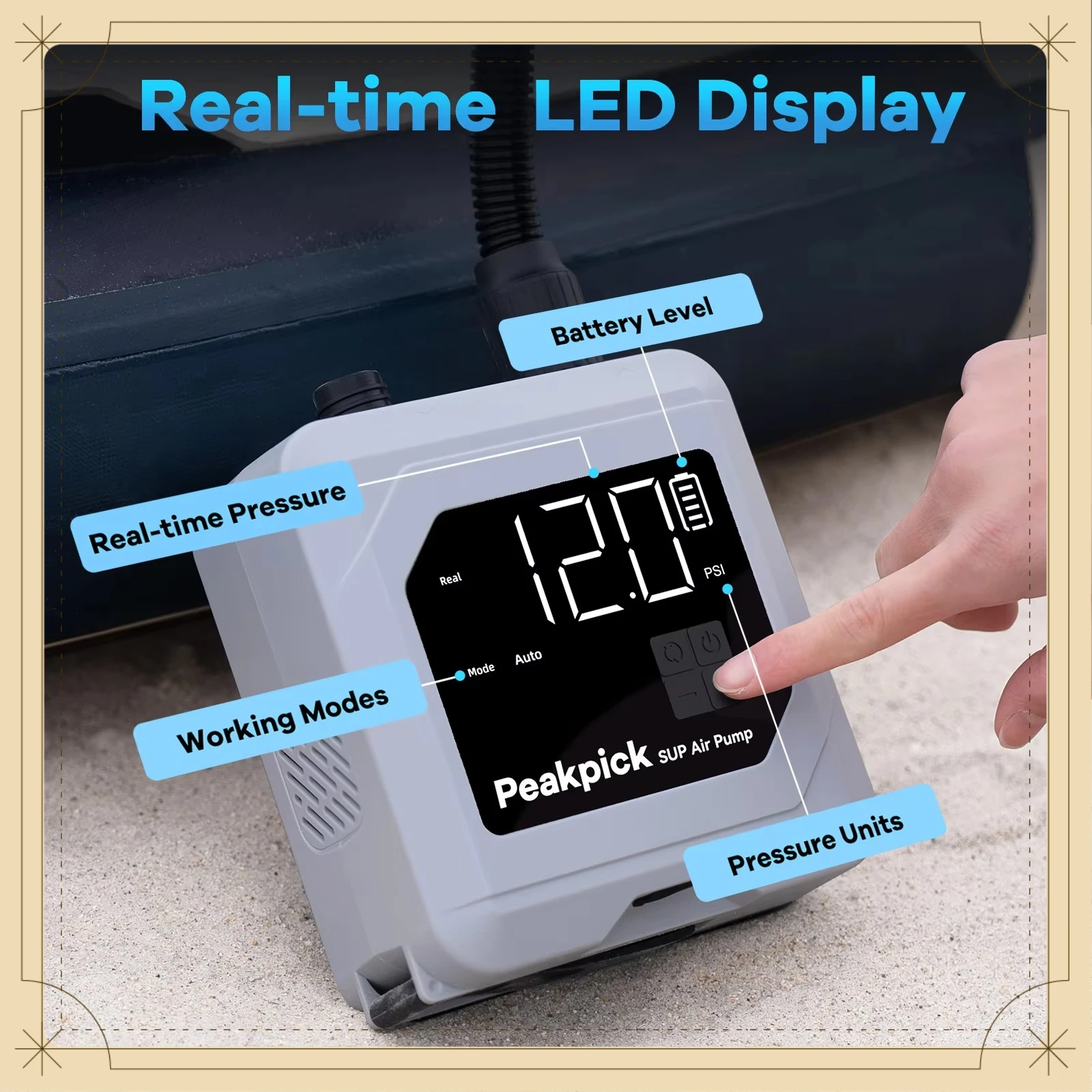2025 New Style Portable Mini Paddle Board Air Inflator Rechargeable Electric Air Pump with Battery