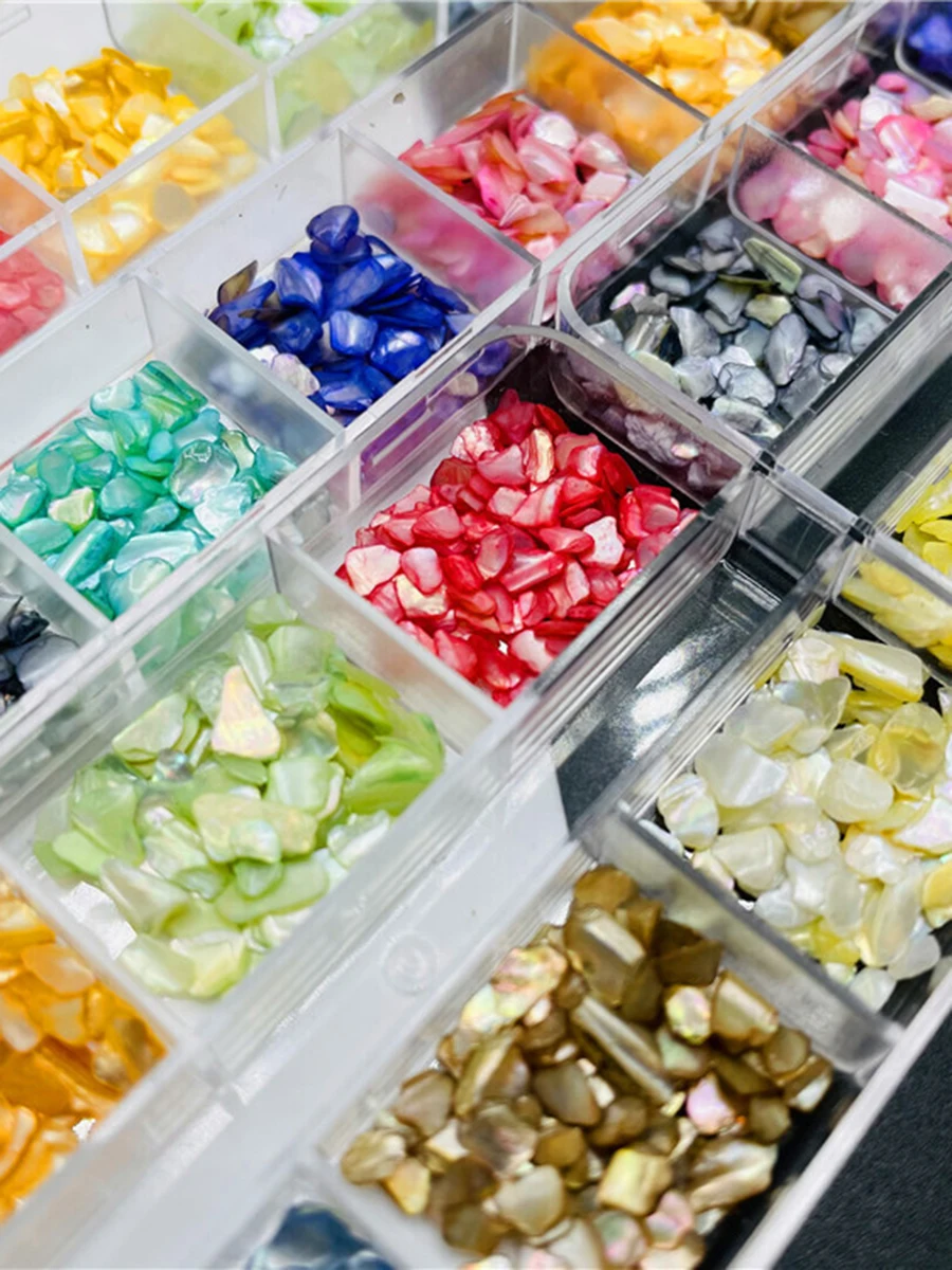 شرائح صدف أذن البحر غير المنتظمة ثلاثية الأبعاد لا تسبب الحساسية لفن الأظافر - ترتر حورية البحر الملون، متوافق مع جل الأشعة فوق البنفسجية، ماني متعدد الألوان #3