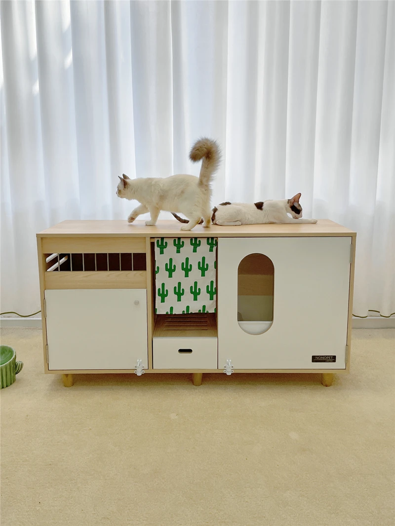 Large odor-proof, waterproof, excrement-proof and sand-proof channel, corridor type, two-side cat litter basin, closed cat toil