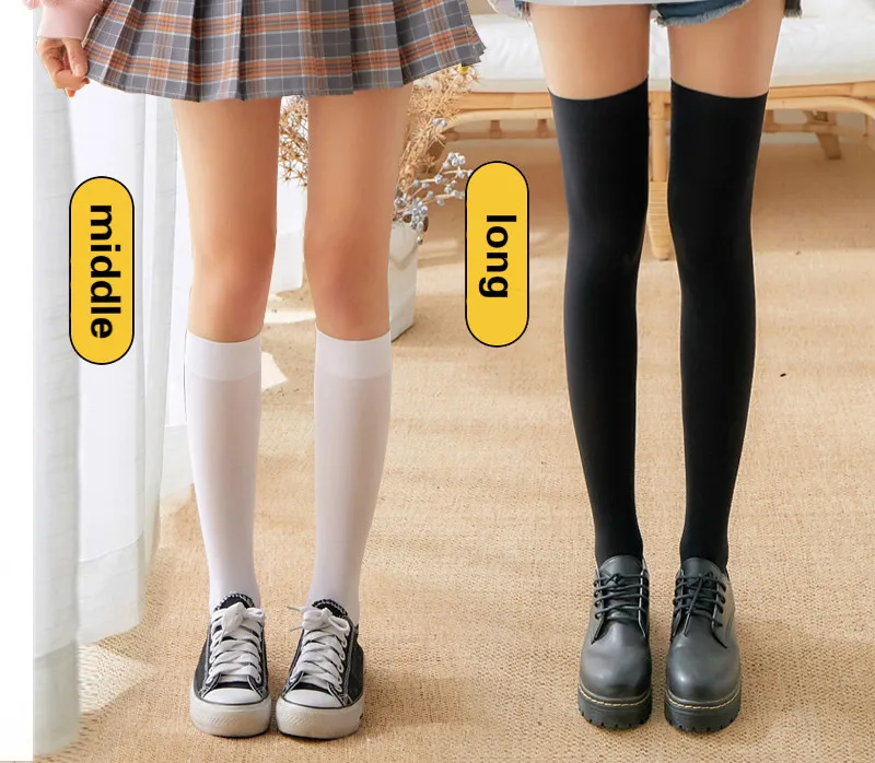 Gestreifte Overknee-Strümpfe für Mädchen und Damen, warme, modische Kniestrümpfe im Studenten-Stil, schwarz/weiß, Kawaii, lange Socken – Detail 2