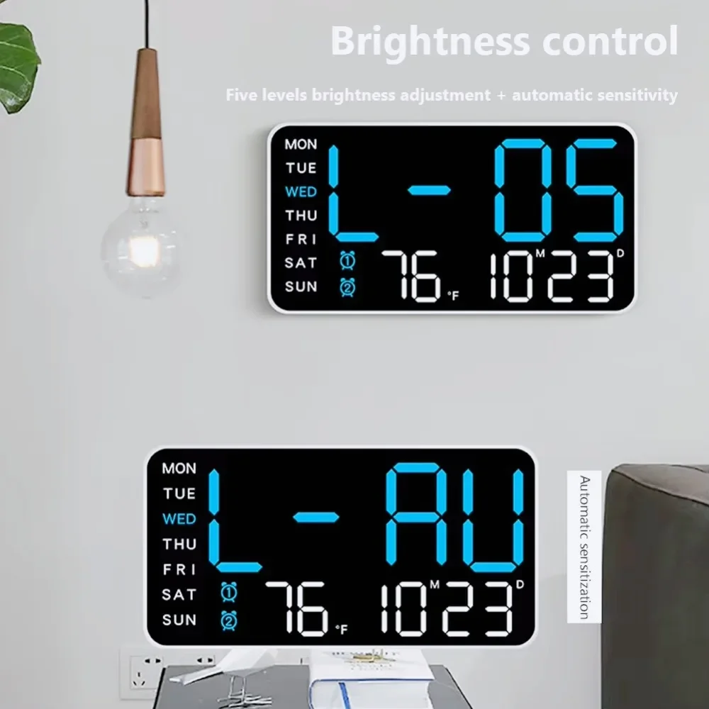 Grande orologio da parete digitale a LED Temperatura Data Settimana Display Sveglia da tavolo Regolazione della luminosità Orologi per la casa e la