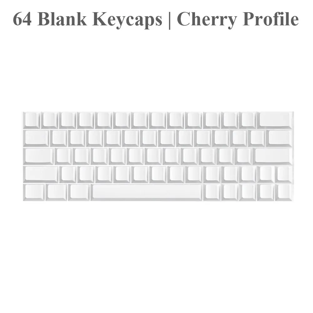 64 Blank Keycaps PBT | White Strengthen Thickness | Cherry Profile for MX Switch Mechanical Gaming Keyboard(Key Caps Only)