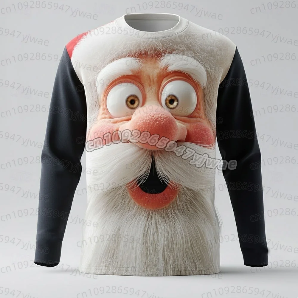 2026 Weihnachts-T-Shirts für Männer mit Weihnachtsmann-Print, Langarm-T-Shirt mit Rundhalsausschnitt, Trendige Streetwear für Weihnachtsfeiern, Herbst-T-Shirt für Männer und Frauen – Detail 15