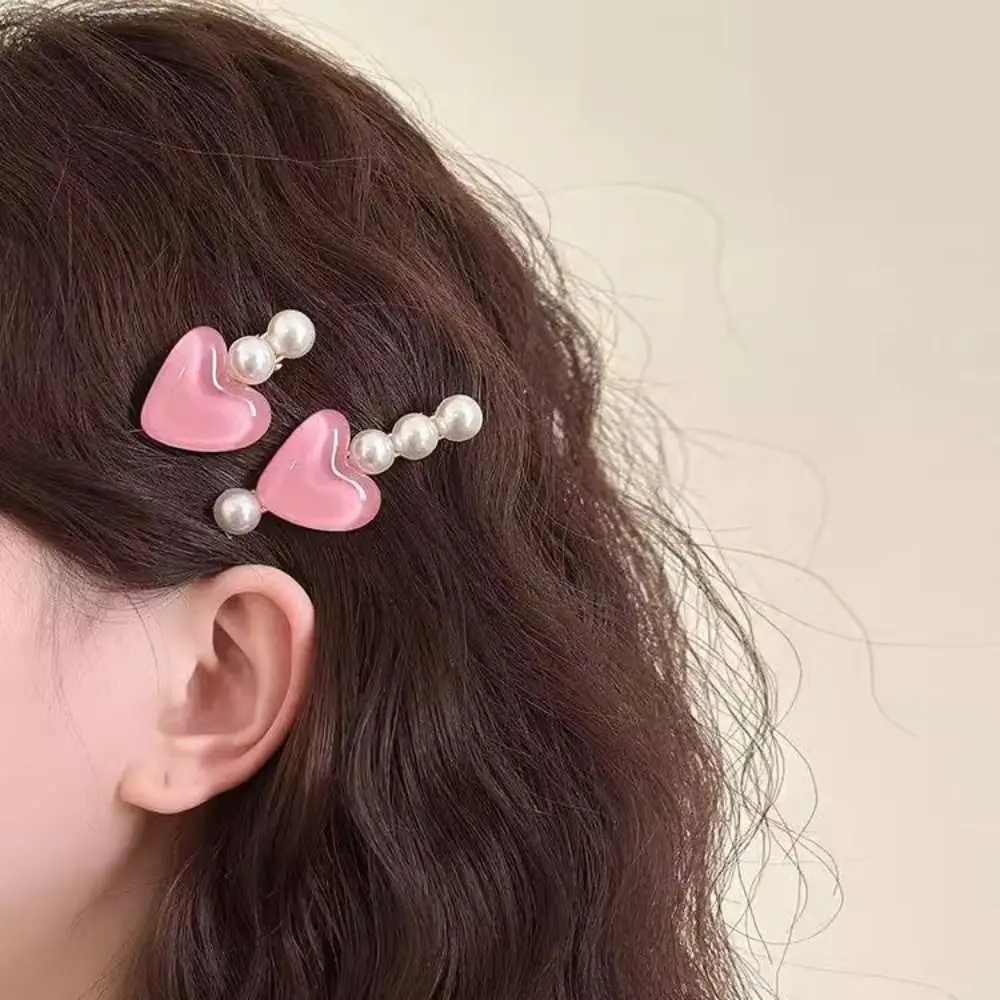 Hair Accessories Lovely Hairpin Elegant Hair Clip Pink Cute Hair Clip Heart Pearl Sweet Barrettes Girls