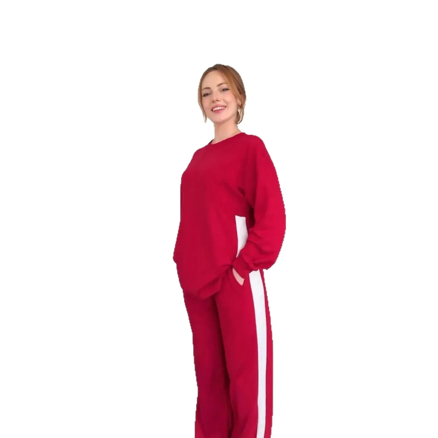 

2025 New Fashion Printed Sweatshirt + Wide-leg Pants Two-piece Sets Women's Autumn Casual Loose Tops Trousers Suit For Women
