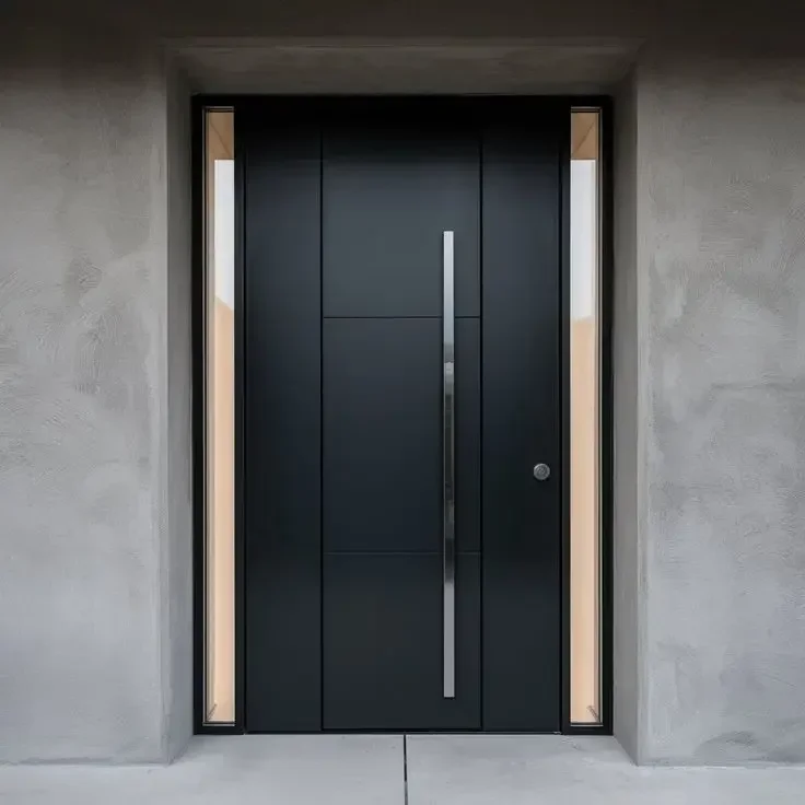 Porta d'ingresso esterna di alta qualità Porta principale anteriore in alluminio pressofuso Residenziale moderno con porte d'ingresso di sicurezza con perno in vetro
