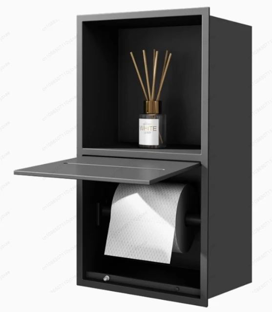 

Stainless Steel Recessed Trash Can Tissue Box Hidden Niche Toilet Toilet Paper Rack