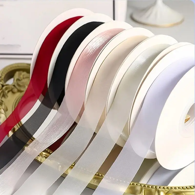 Roll of 25mmX20Yard Colored Ribbon Sheer Organza Ribbon for Gift Wrapping Bowknot Making Hair Decoration Accessories Y08E