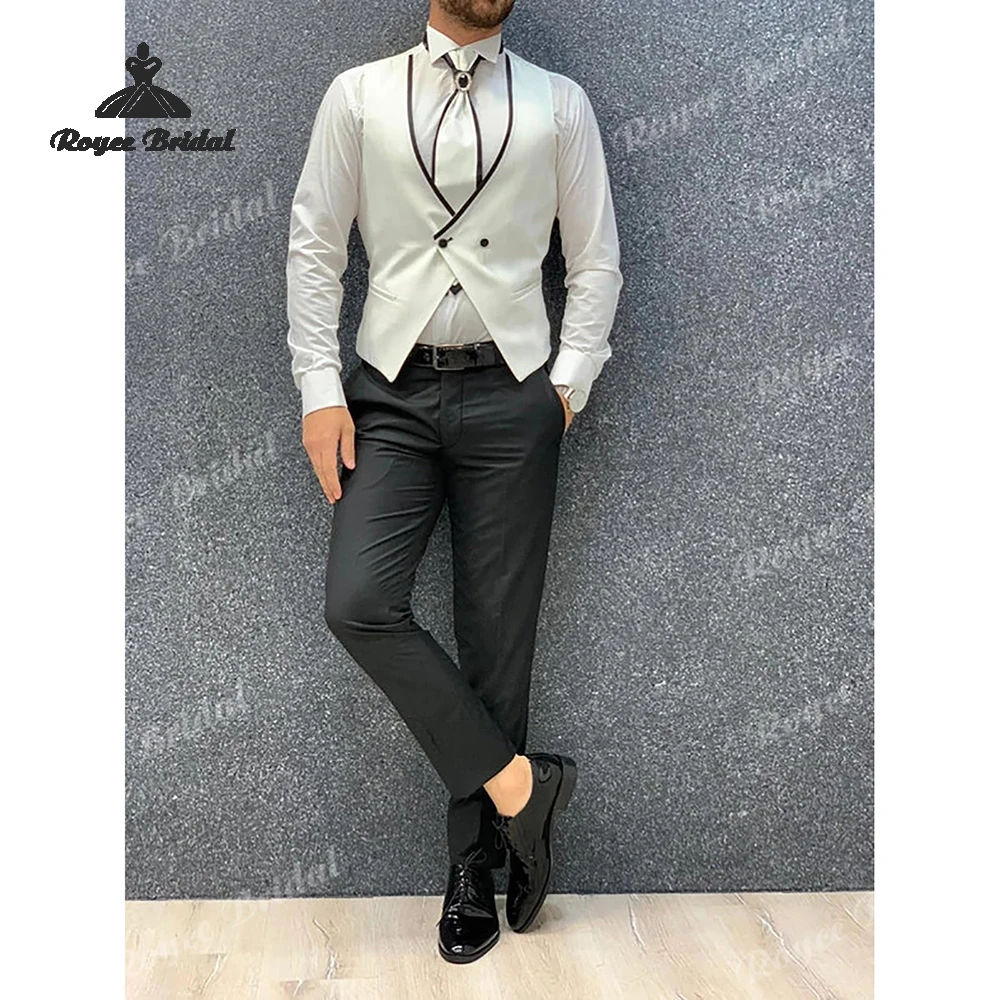 Driedelig herenpak met enkele rij knopen 2026 sjaal revers zakelijk avondpak op maat gemaakte trajes para hombre