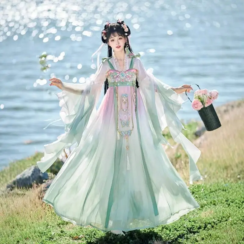 Traditional Chinese Hanfu Dress Tang Dynasty Princess Dance Stage Costume Ancient Hanfu Folk Dress Halloween Cosplay Party