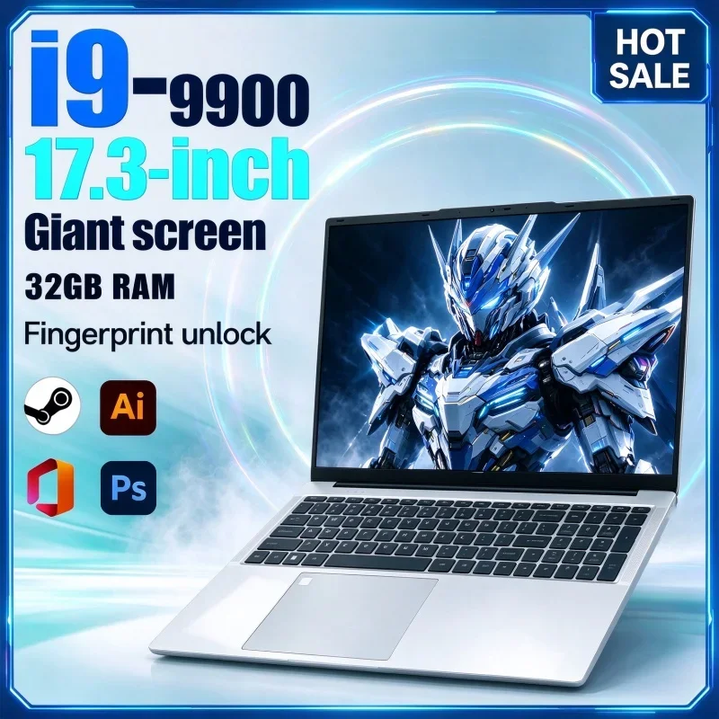 Hot Sale 17.3 Inch HD Laptop Intel Core I9-9900 32GB RAM 2TB SSD Win11 Fingerprint Unlock Notebook For Photo Editing