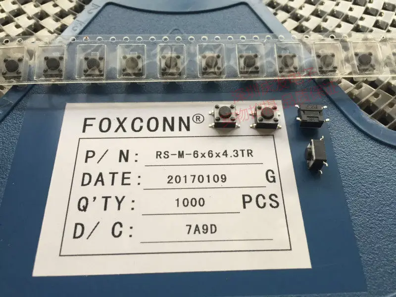 200pcs/tactile switch 6 * 6 * 4.3 patch 4-pin micro button switch plastic surface 6X6X4.3