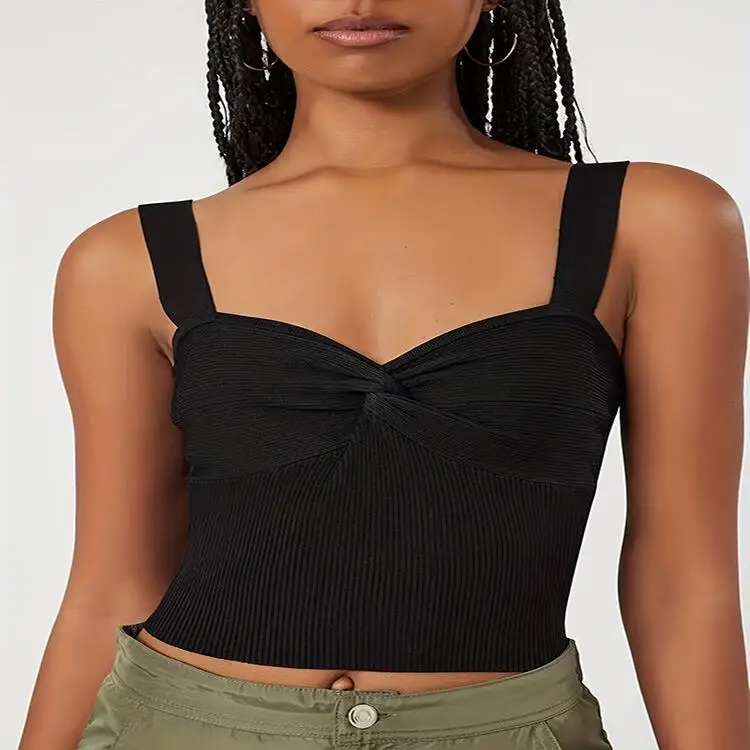 

Street Sle Women's Sweater Csole Vest Inner Layer Twisted Ba Design Slim Fit Thiened Spring Season Color Knitwear