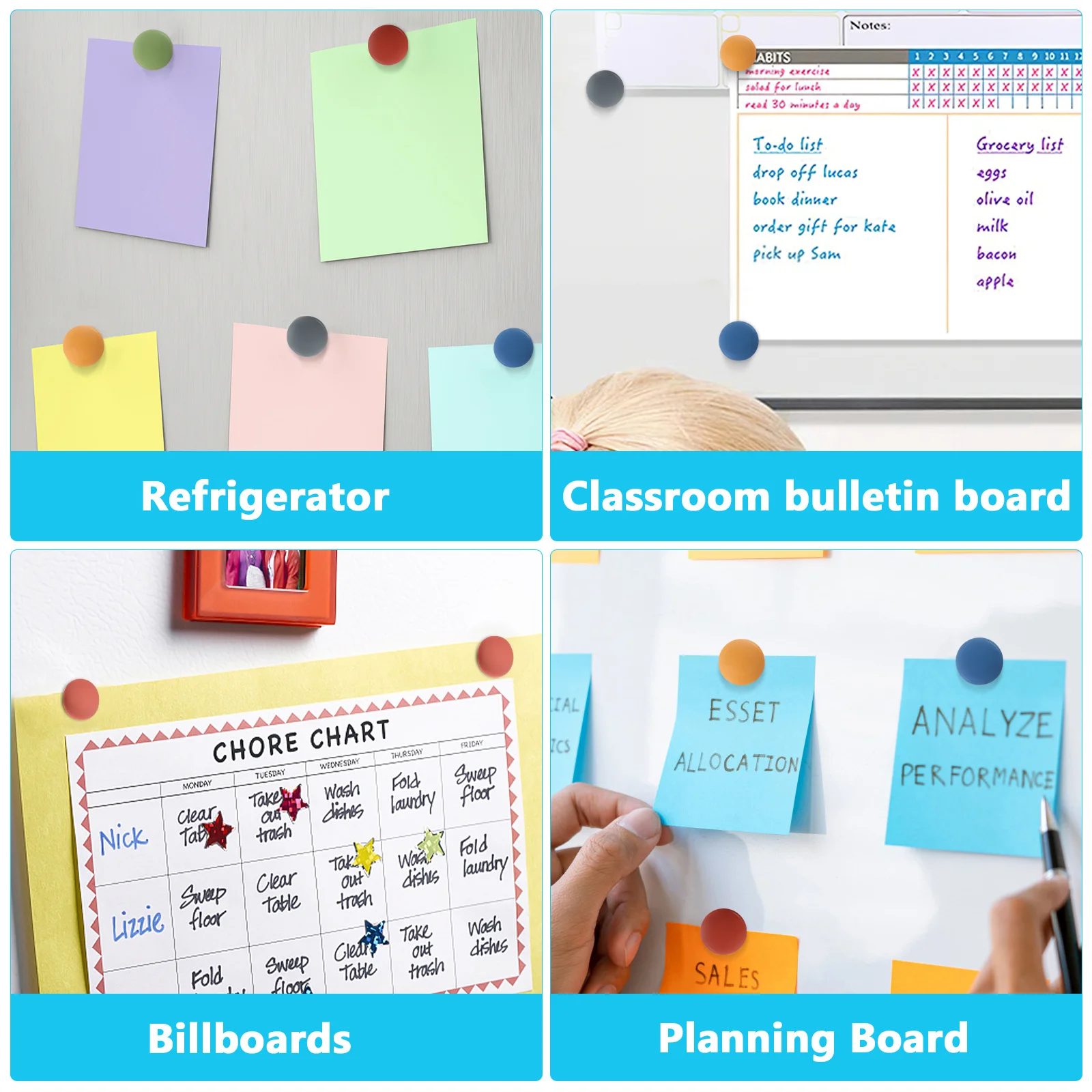 

24Pcs Cute Fridge Magnets Round Mini Refrigerator Stickers Matte Texture Strong Adhesion for Photos Memos Whiteboard Decoration