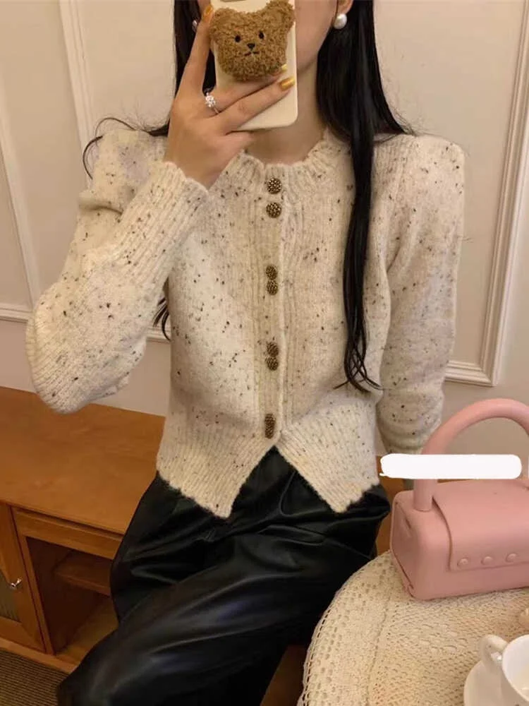 

Ele round Ne вязаный ор кардиган женский модный облегающий дизайн весна осень зима Новое поступление свитер в горошек