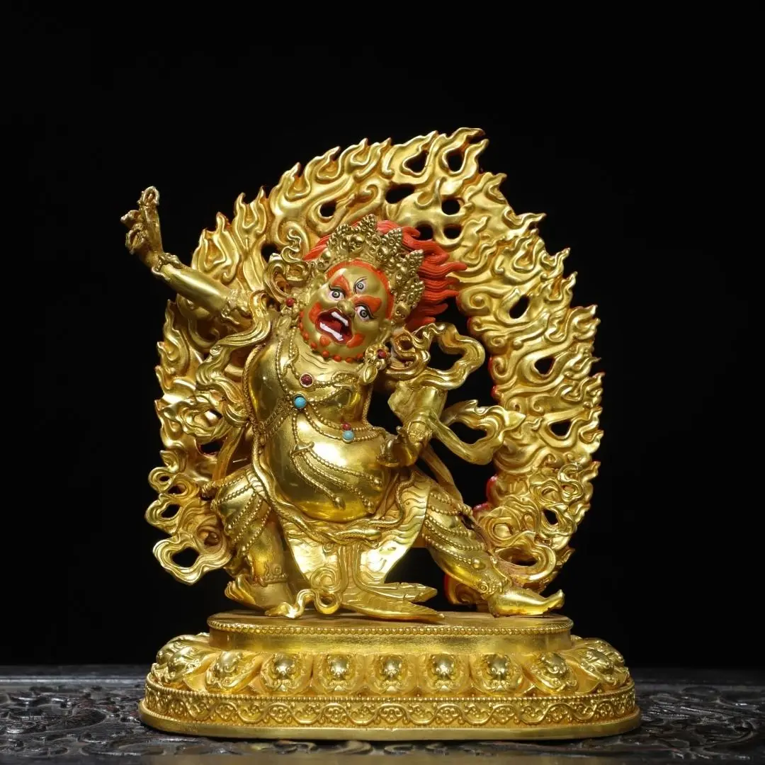 Copper gilt, painted diamond hand height 21 cm wide 17 cm thick 8 cm weight 1.5 kg
