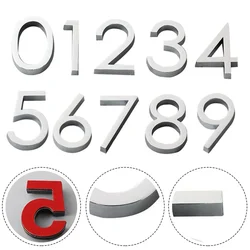 Brand New Door Number Letters Stainless Steel Room Address Numerals Silver Sticker 3D Door Plate Sign Home Decor