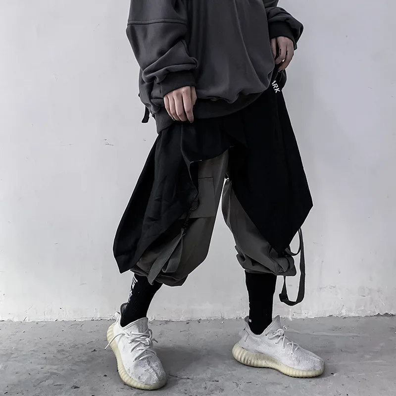 HKSH Heavy Industry Irregular Hem Skirt Pants Belt Streetwear Dance Skateboard Decorative Trousers Women Chic Fashion Ins HK2587