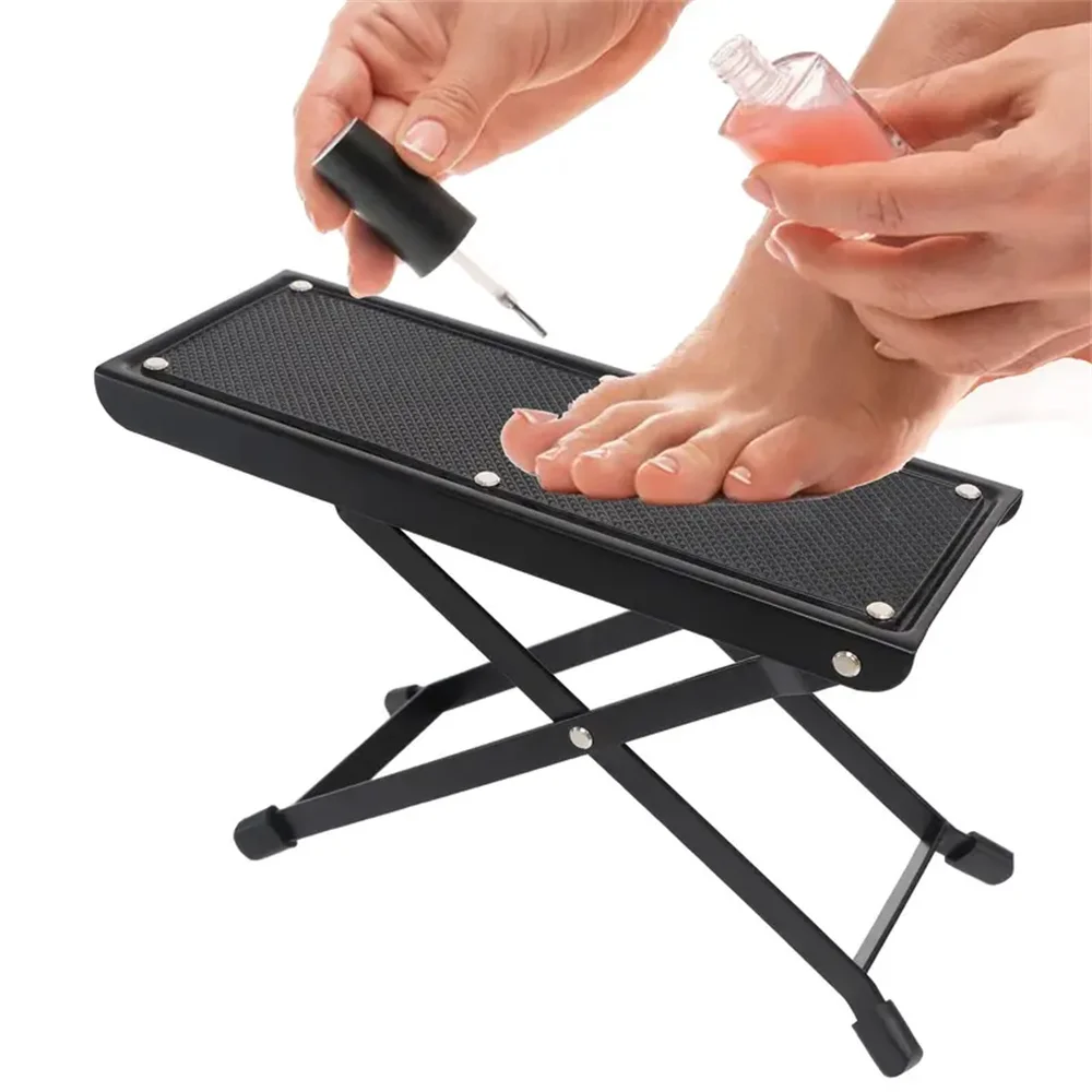 Folding Foot Rest 6 Height Adjustable Pedal Footrest Stand for Beauty Salons Home Pedicures Toe Nail Tool and Guitar Pedal Stool