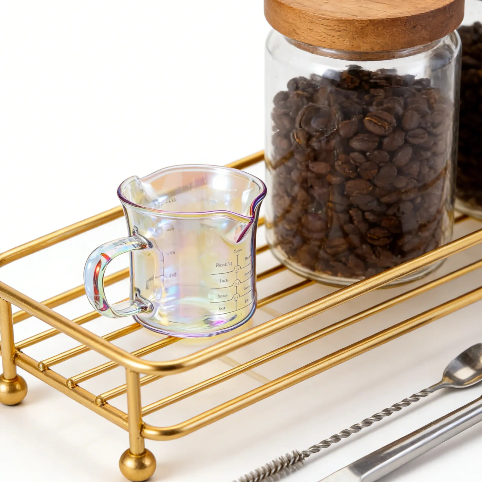 100Ml Double Spout Glass Measuring Cup with Graduated Markings Coffee Frothing Mug for Use Milk Creamer Hot Chocolate