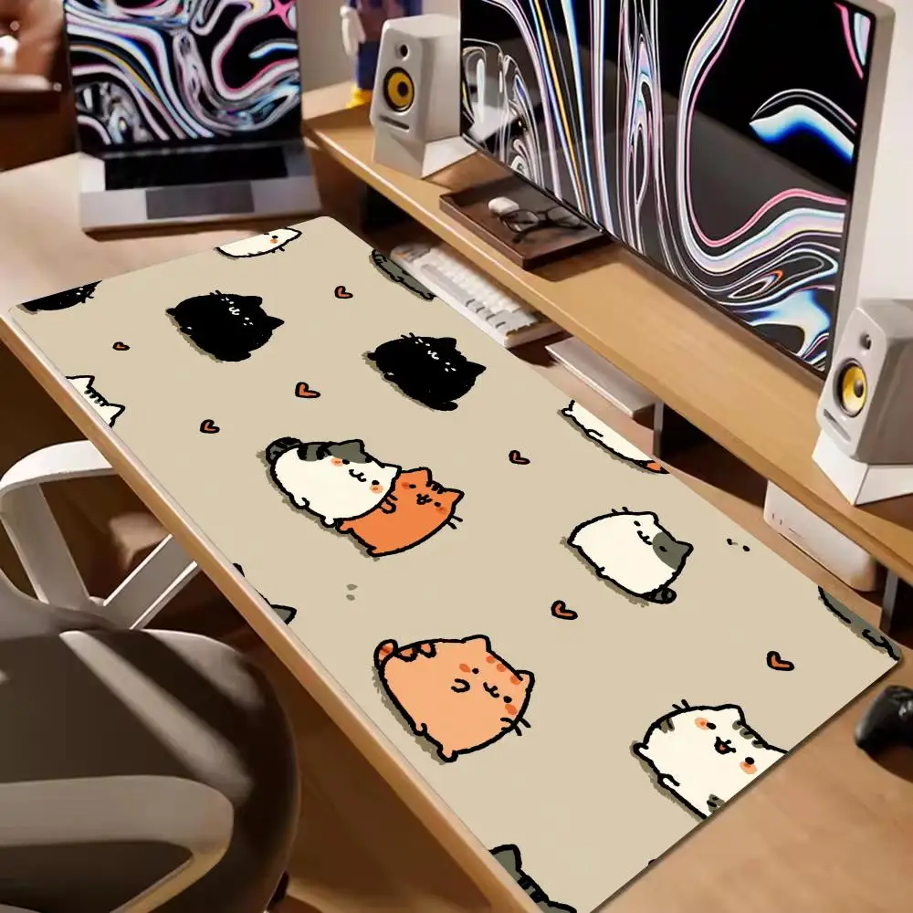 Alas Mouse Kucing Sederhana XXL Aksesori Komputer Alas Meja Permainan Kantor Alas Meja Keyboard Gaming Anti Selip Karet Alas Meja XL