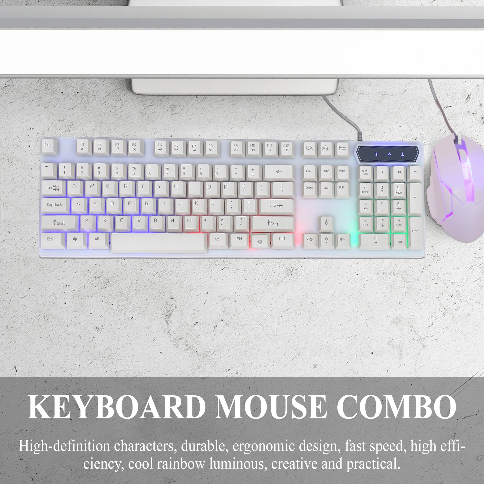 

Gaming Keyboard Mouse Combo Luminous Backlit Waterproof Design High Efficiency Supplies Colorful Mechanical