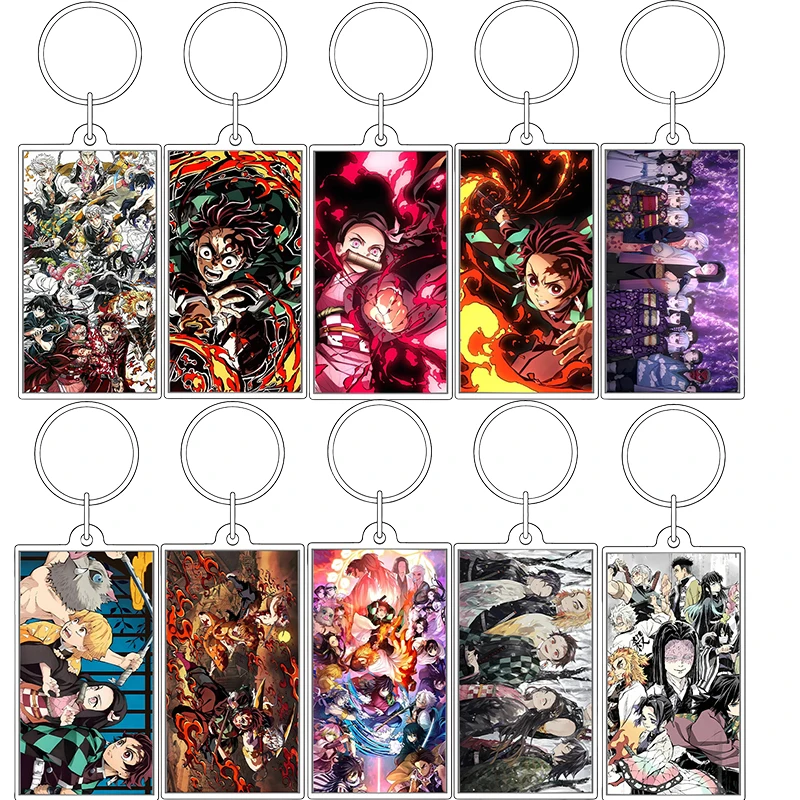 New Fashiom Demon Slayer Acrylic Keychain Accessories Kimetsu No Yaiba Mitsuri Japanese Figure Anime Cartoon Car Pendant Gifts