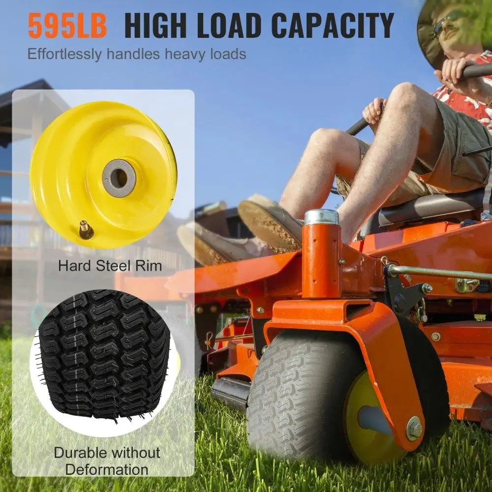 Lawn Mower Tires with Rim, 1 for X6 -6" Tubeless Tractor Tires, 2-Pack Tire and Wheel Assembly, S-Turf Pneumatic Tires, 3"