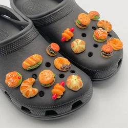 Épingles à chaussures de hamburger de simulation 3D pour pantoufles, sabots, hot-dog mignon et drôle, jxCharms, sandales pour enfants, accessoires de décoration, 8 pièces