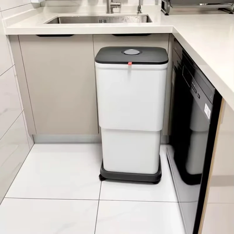 Special Wheel Trash Can Household Movable Large Kitchen Waste Bins Capacity Sliding Lid Lift High Kitchen Trash Cleaning Tools