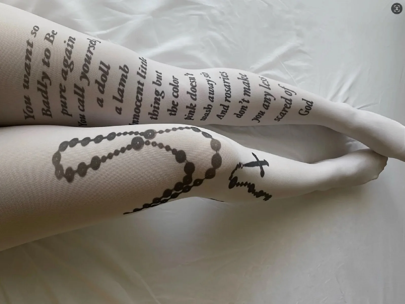 Y2K Harajuku White Punk Letter Print Long Socks Women Cosplay Cute Stockings Chic Streetwear 2000s Emo Girl Y2k Style Pantyhose