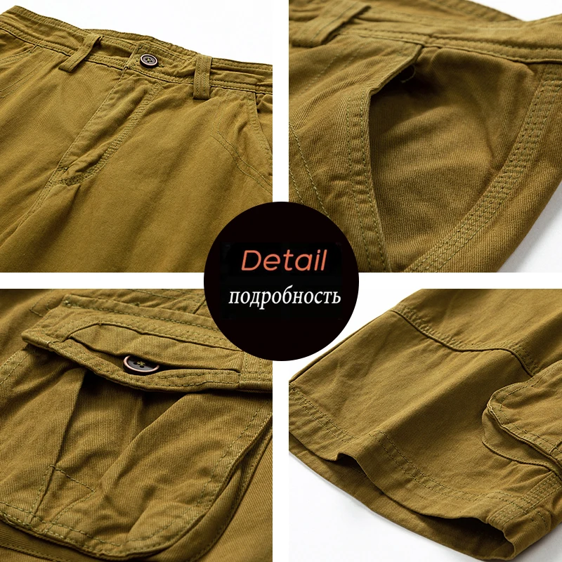 Summer Men Cotton Cargo Shorts Man Multi Pockets Jogger Beach Bermuda Short Pants Male Outdoor Streetwear Classic Shorts Trouser