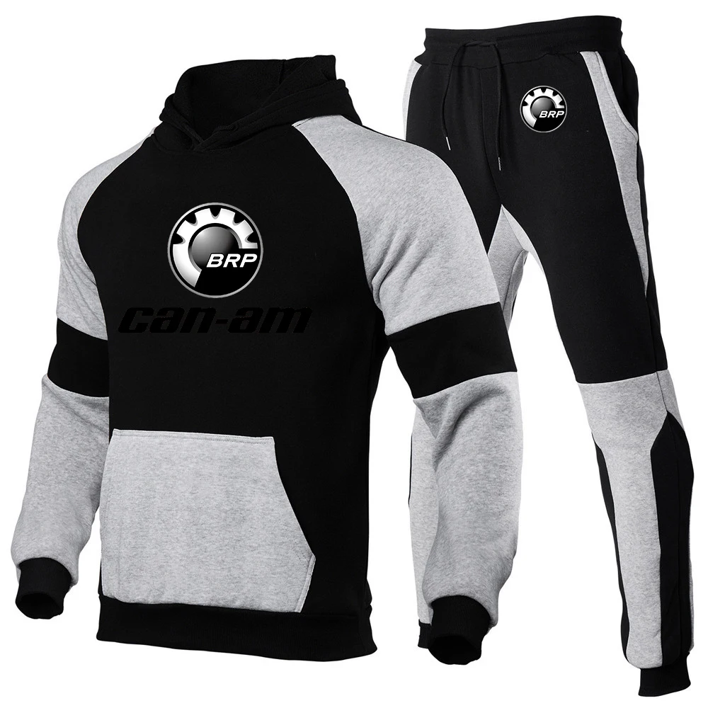 

2023 New CAN-AM BRP Print Men Hight Quality Stitching Pullover Hoodies Sweatshirts Sweatpants Sports Running Man Two Pieces Set