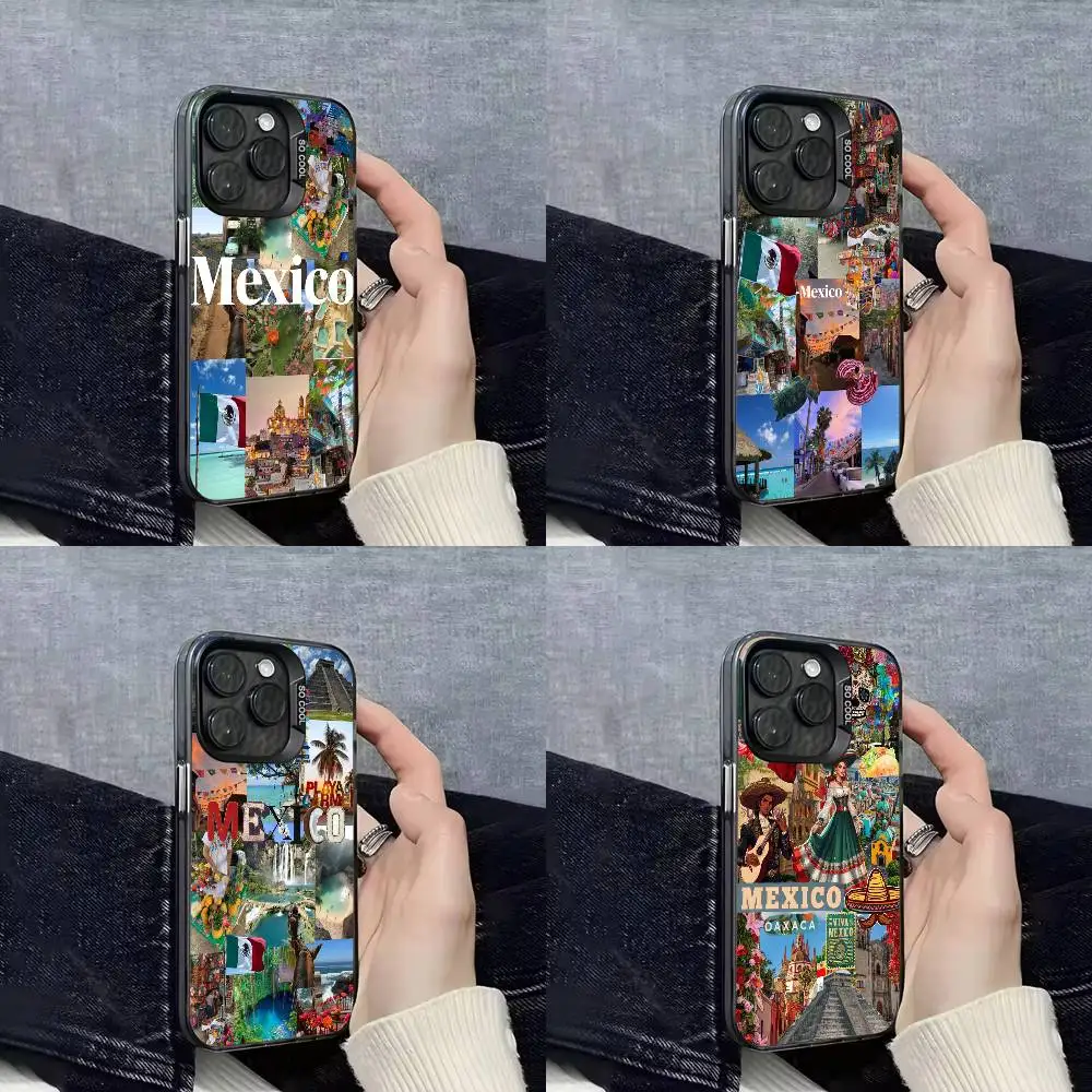 

Mexico National Emblem Flag Passport Phone Case For iPhone 17,16,15,14,13,12,11,Pro,Max,Plus,E,SE4,Air,Mini Black IMD Cover