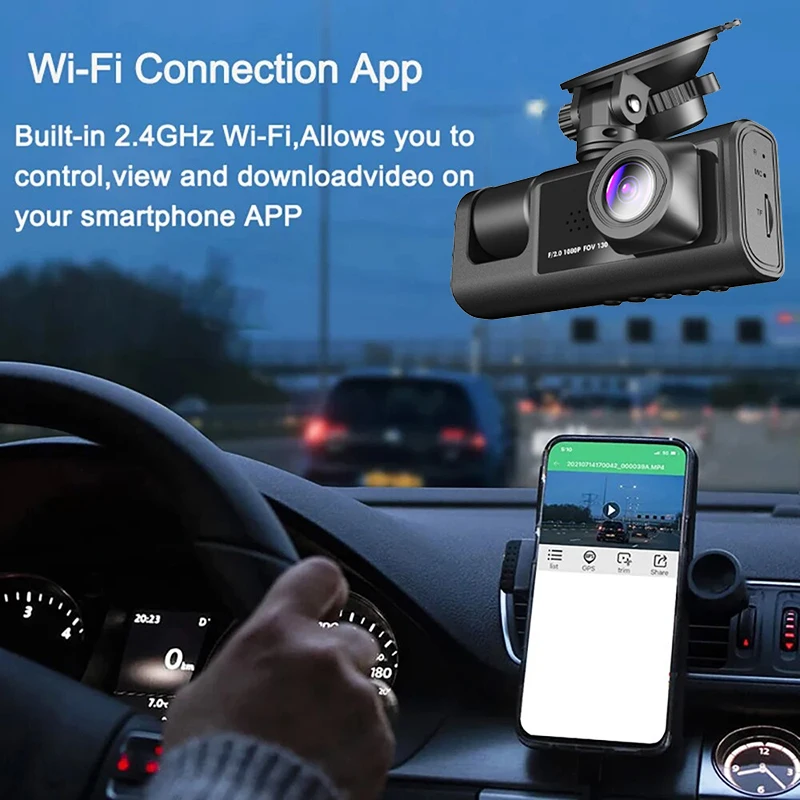 3 Channel Dash Cam for Cars 1080P Vehicle Recorder Car DVR WIFI Rear View Camera for Vehicle Black Box Car Assecories