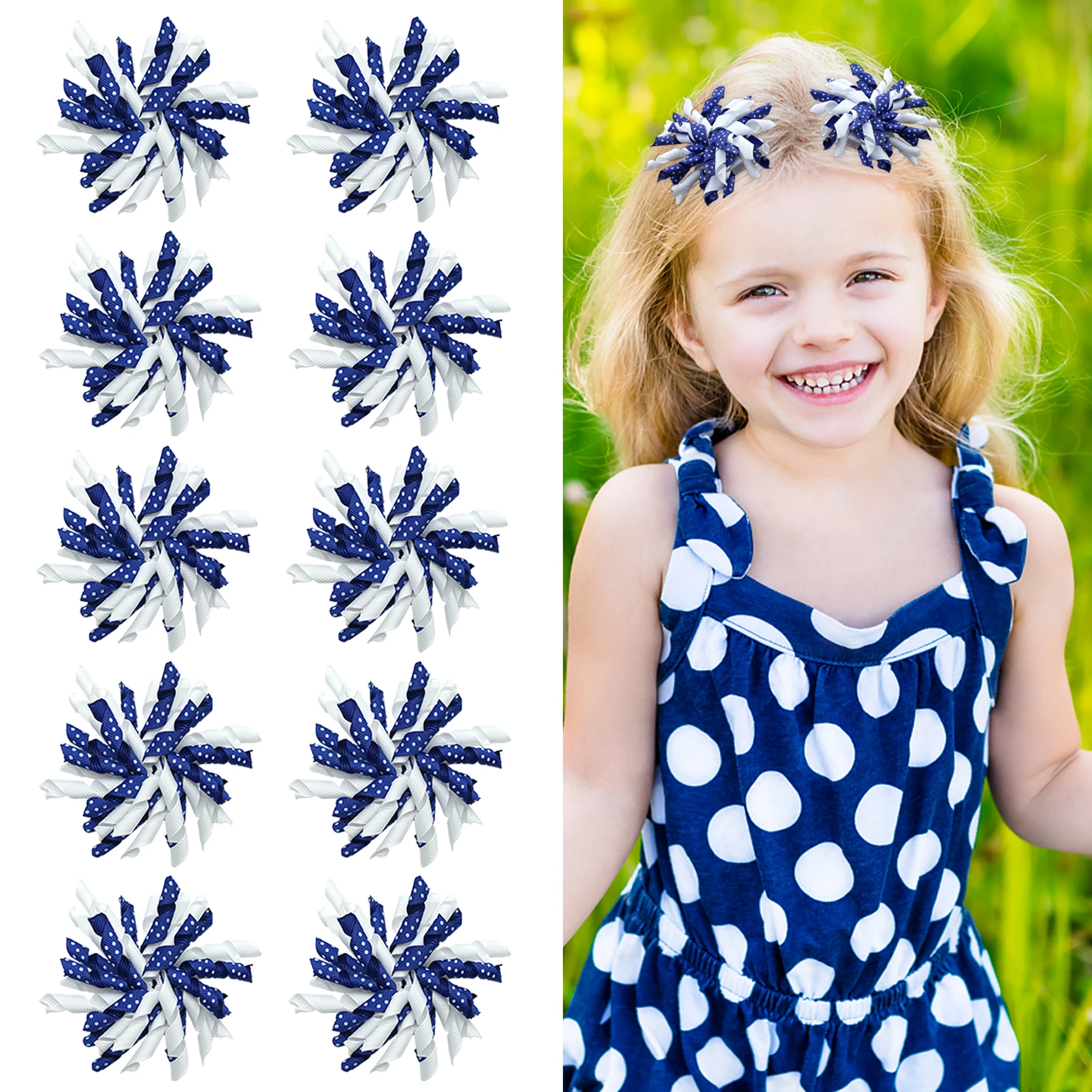 10 個パーティーカーリーコーカーヘア弓ワニ口クリップヘアアクセサリー女の赤ちゃん幼児子供用