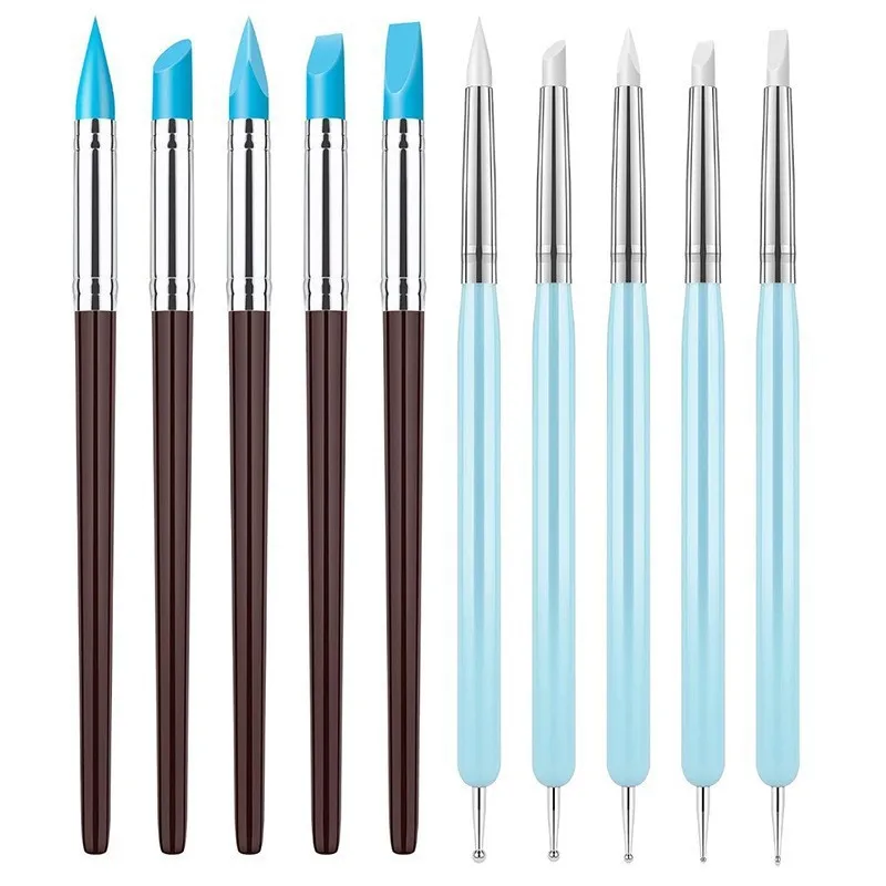 10pcs/set Dental Resin Silicone Shaping Pen Teeth Sculpting Drawing Tool Modeling Dotting Tool for Pottery Nail Art Ceramics