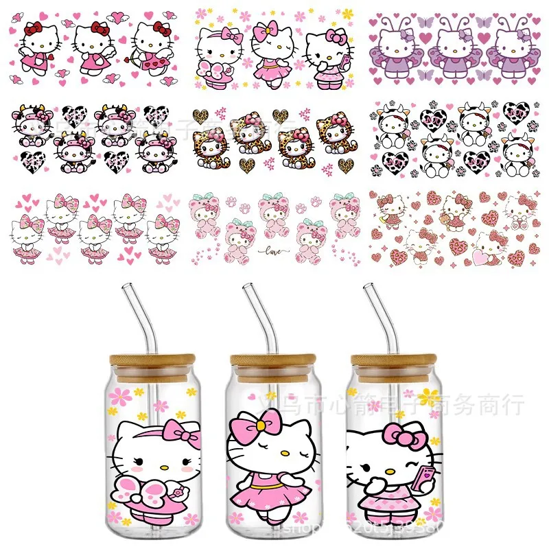 

Милая стерео УФ DTF передача HelloKitty, кристально прозрачная наклейка, водонепроницаемая, устойчивая к царапинам, мультяшная, оптовая продажа, трансграничная