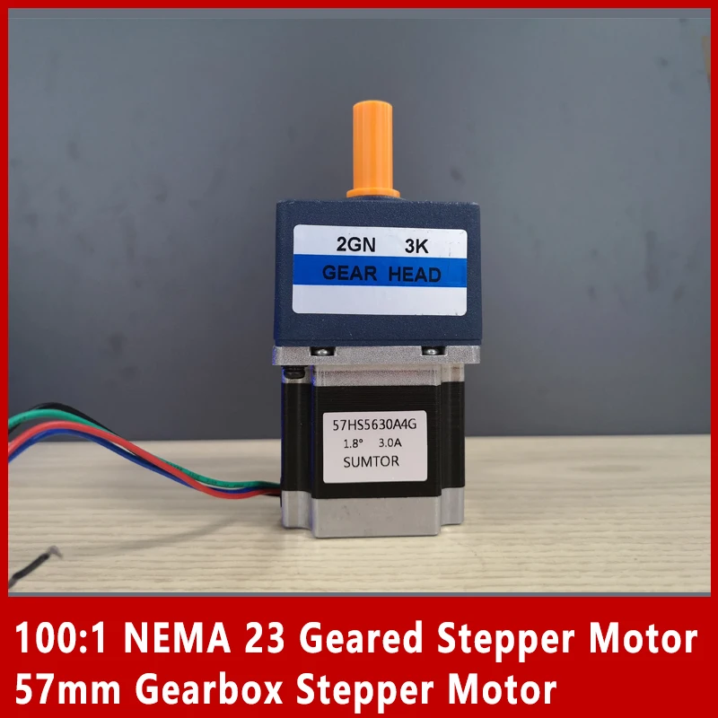 100:1 NEMA 23 Geared Stepper Motor 57mm Gearbox Stepper Motor Length 56mm 1.1N.m 3A