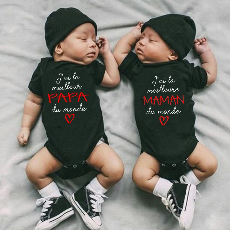 I Have The Best Dad/Mom In The World Newborn Baby Bodysuits Cotton Short Sleeve Infant Twins Rompers Body Boys Girls Jumpsuits