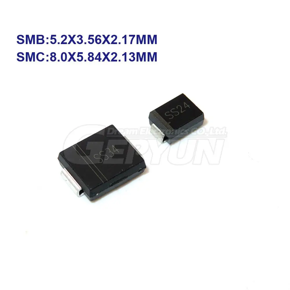 50pcs SMB Schottky Rectifier Diodes SS24 SS26 SS34 SS54 SS56 SMC suitable for power appliances