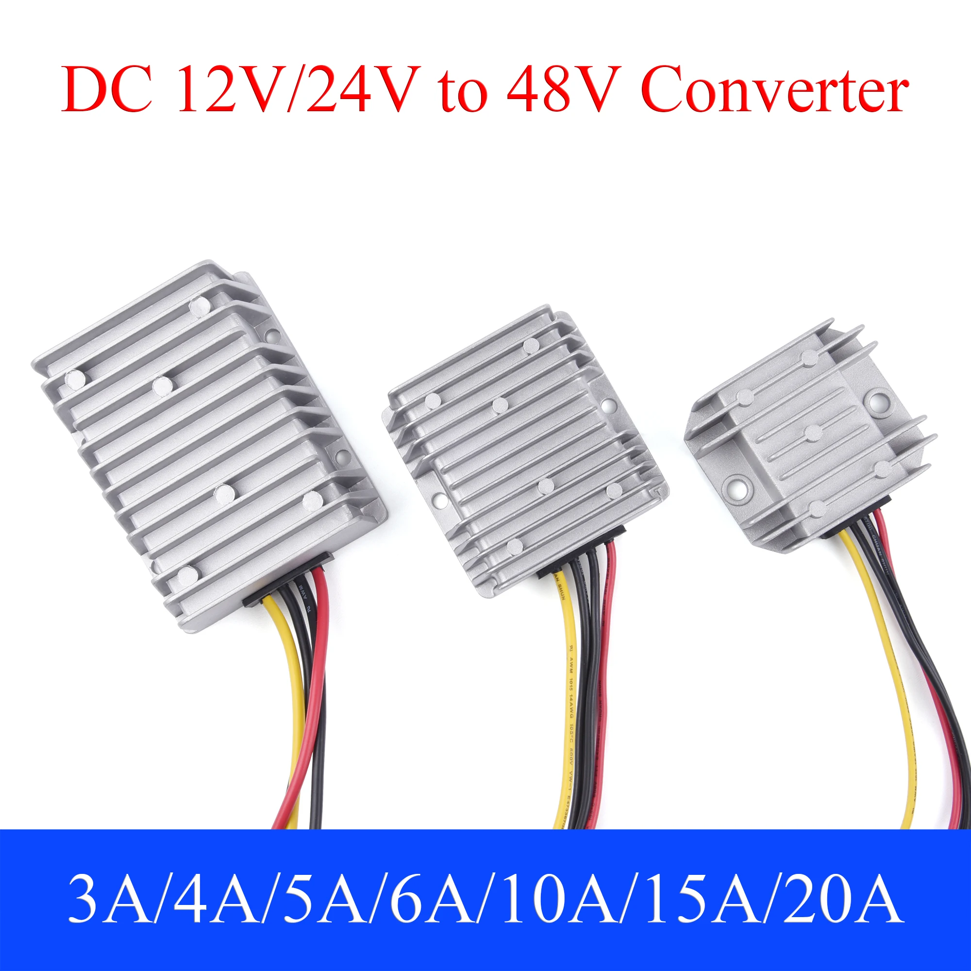 DC 12V/24V to 48V Power Converter 3A 4A 5A 6A 10A 15A 20A Auto Boost Regulator Step-Up Voltage Supply Module For Car
