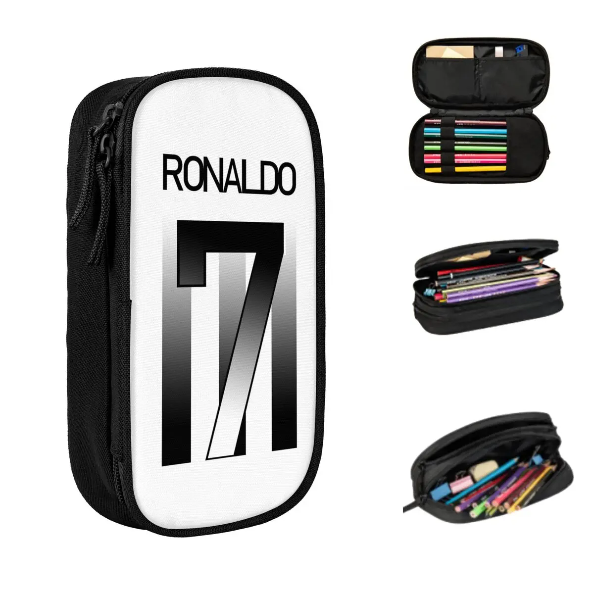 Ronaldo Football Number 7 Pencil Cases Large Storage Pen Bags Pen Box Pencil Pouch For Boys Girls Students Stationery Office