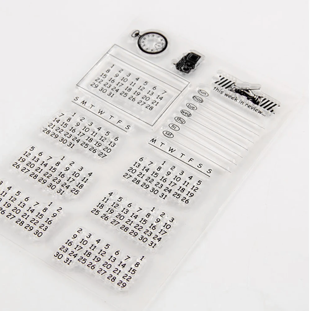 

2 set Transparent Calendar 2 Sets Tpr Diy Clear Stamps For Scrapbooking Journaling Planner Weekly Organizer Craft Projects